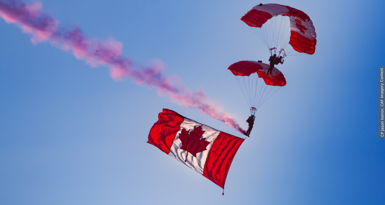 Paraglider with Canadian flag