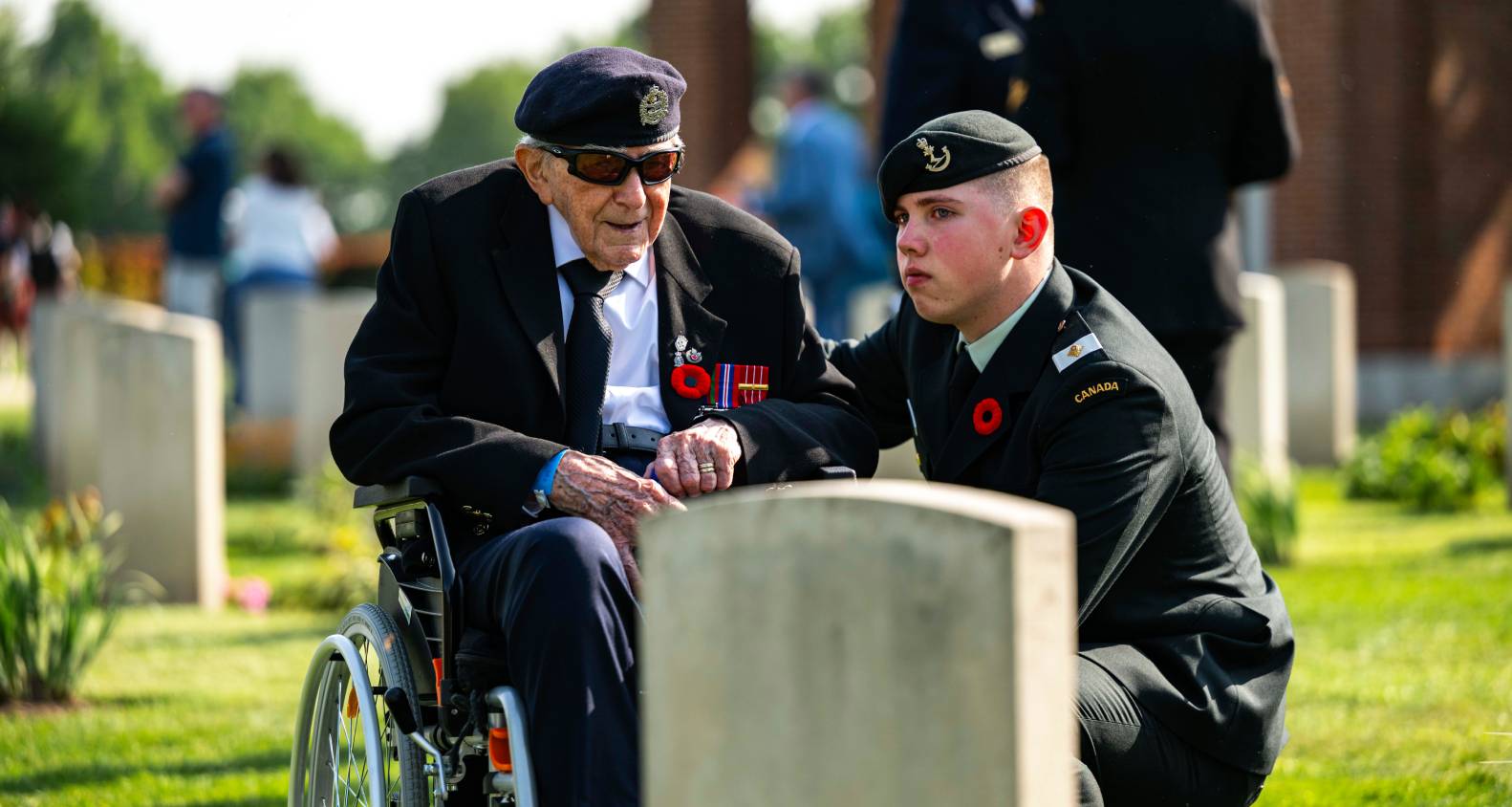 Soldiers in a cemetery