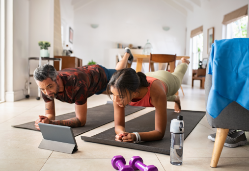 A couple exercising