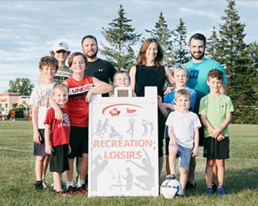 Family participating in recreation