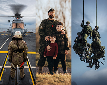 collage of military personnel in action