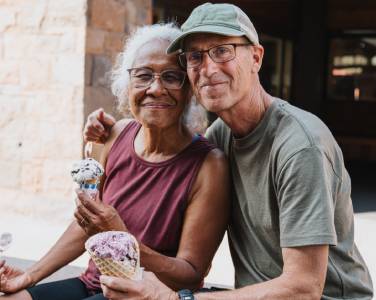 Man and woman eating Ice cream