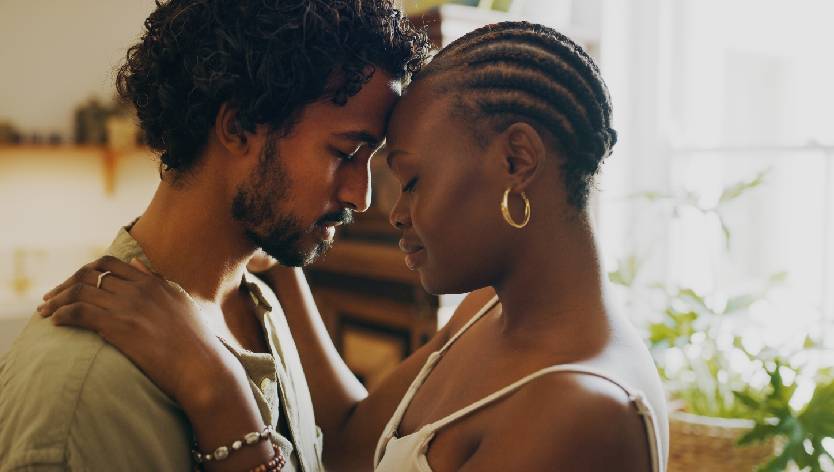 embracing couple