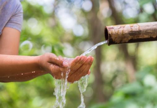 Hands scooping water