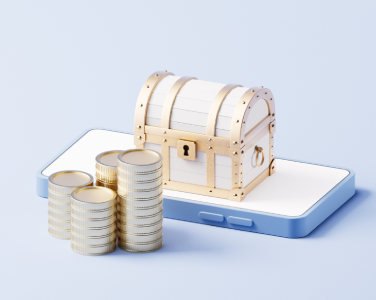 A phone and coins