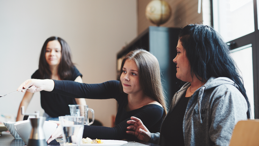Family having breakfast
