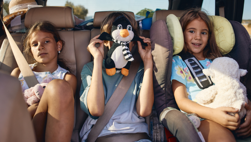 Children playing in the car