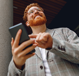Man on mobile device