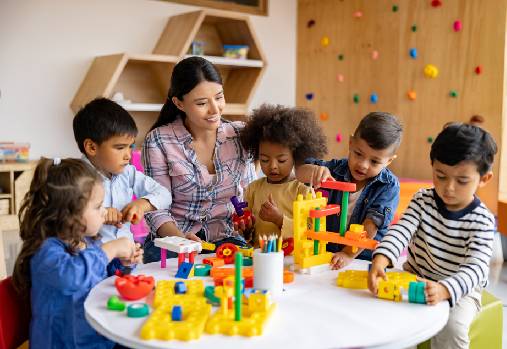 Teacher with a group of elementary students