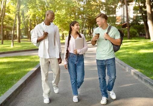3 teens walking