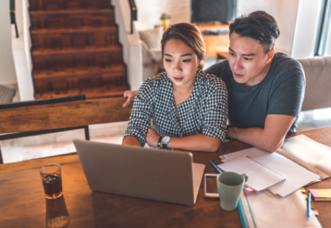 couple looking at their finances