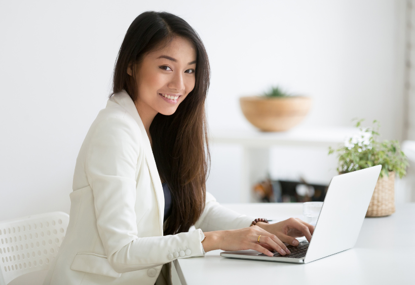 Women sitting using a computer 