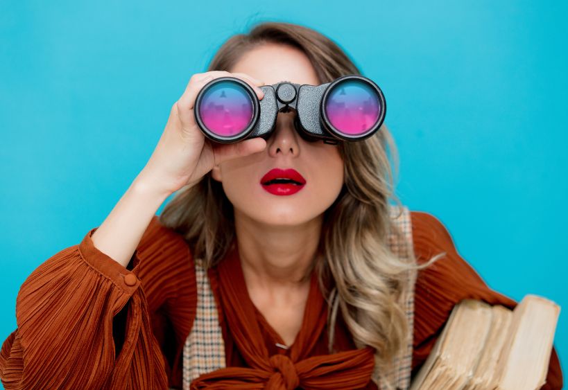 Woman with binoculars