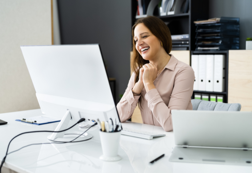 Women smiling at work