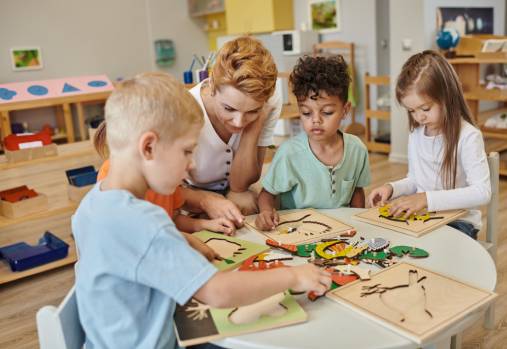 child care worker and children