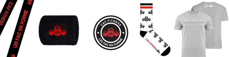 1 CAF Fitness lanyard, 1 CAF Fitness wristband, 1 CAF Fitness sticker, 1 CAF Fitness pair of socks & 1 CAF Fitness t-shirt