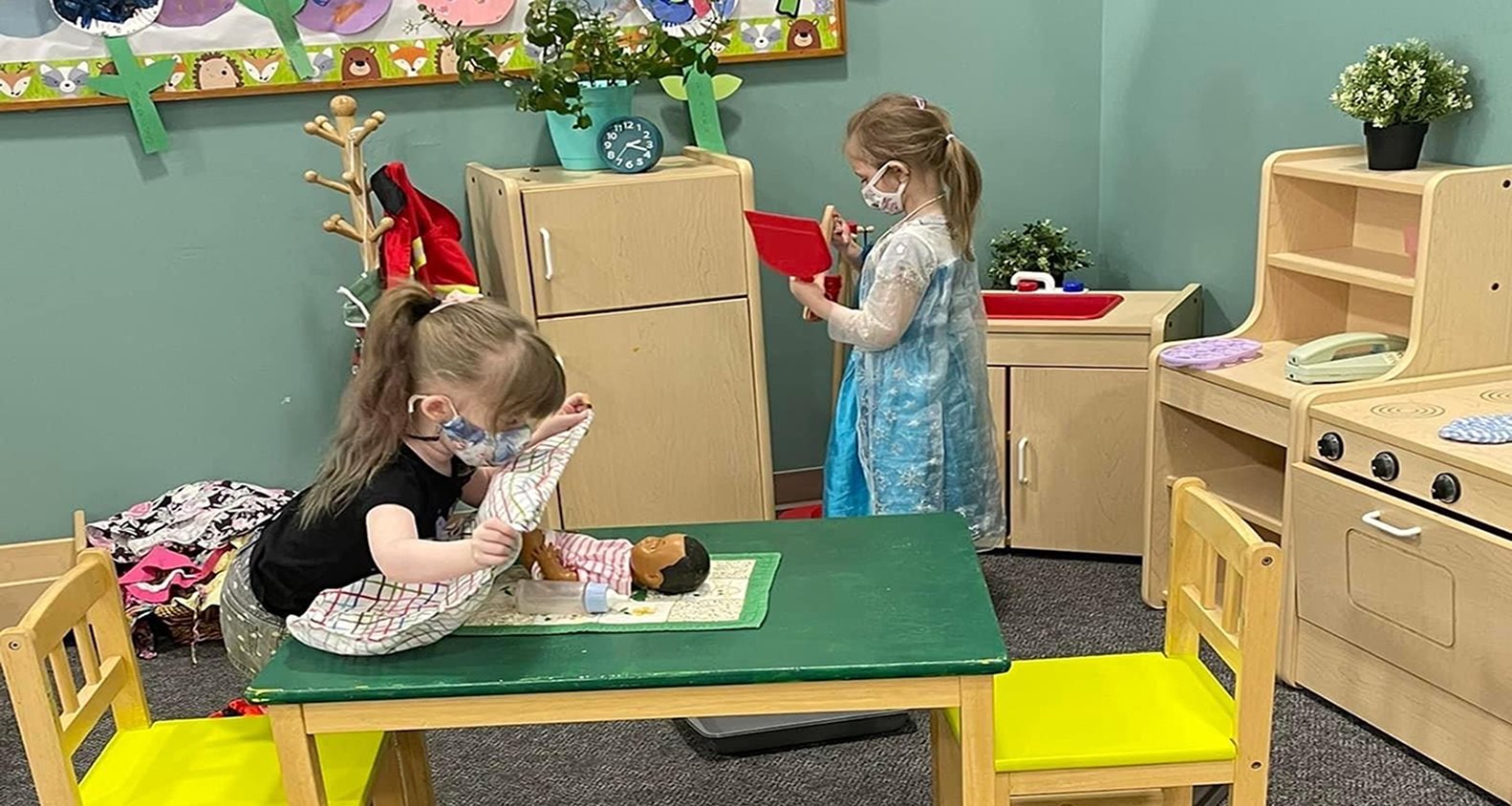 two girls in the playroom