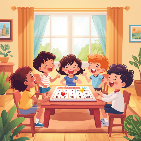 Kids playing bingo