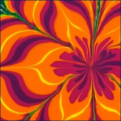 A multicoloured abstract flower painting